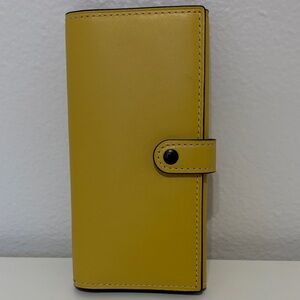 Coach Mustard Floral Print Trifold Wallet